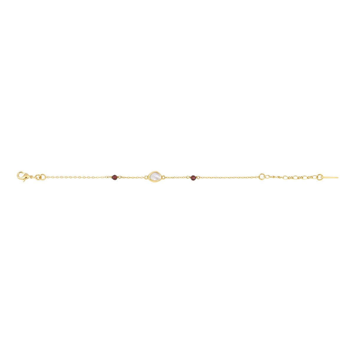 Bracelet fin Lhassa en métal doré grenat et nacre - blanc Nacre vert