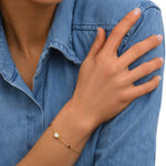 Bracelet fin Lhassa en métal doré grenat et nacre - blanc Nacre vert