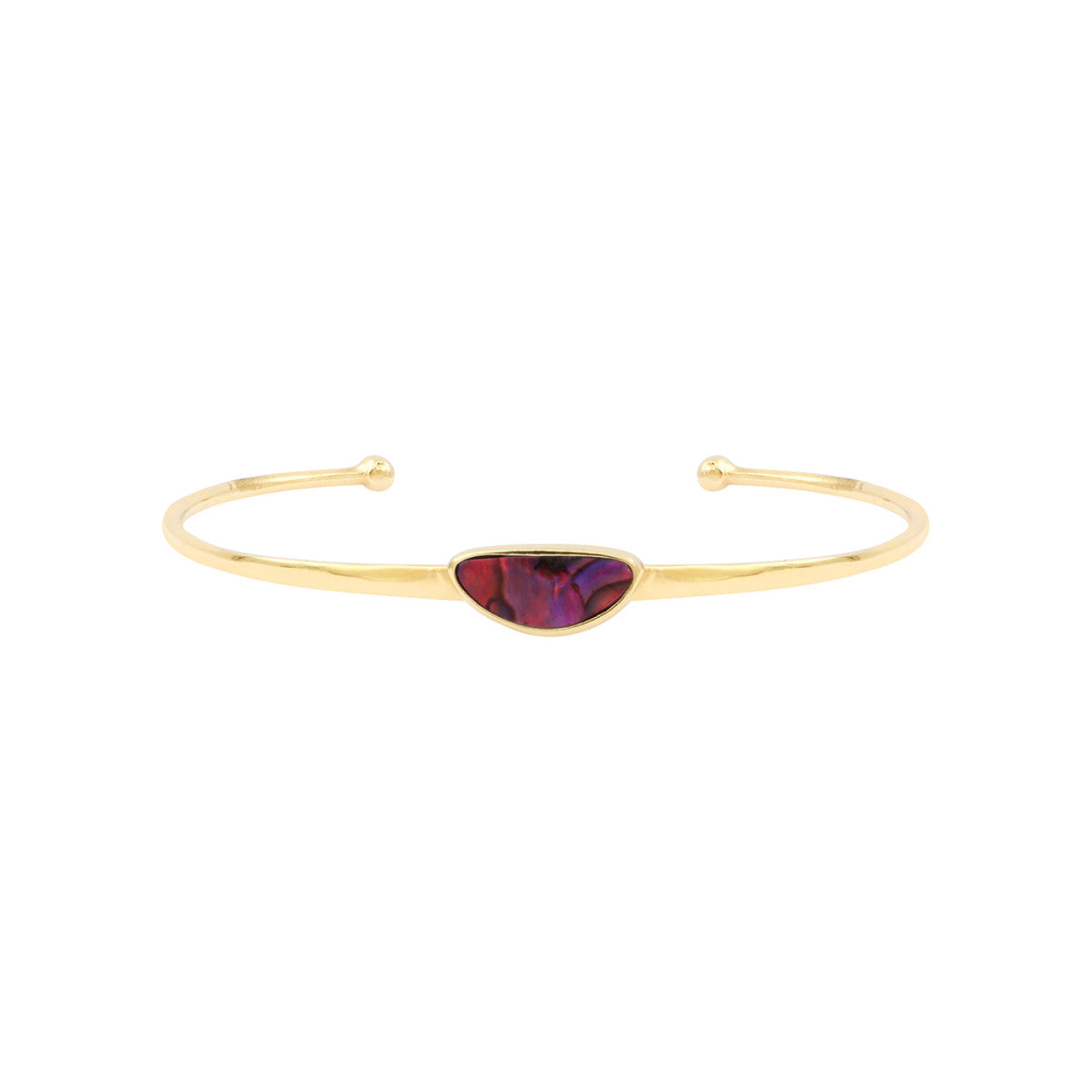 Bracelet jonc Lhassa en métal doré et nacre paua - rouge Nacre vert