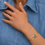 Bracelet jonc Lhassa en métal doré et nacre paua - rouge Nacre vert