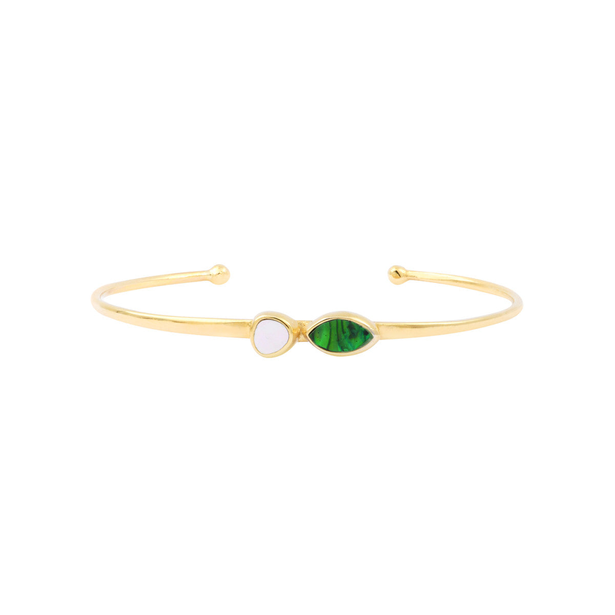 Bracelet jonc Lhassa en métal doré et nacre paua - vert Nacre vert