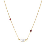 Collier pendentif Lhassa en métal doré nacre et grenat - rouge Nacre vert