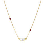 Collier pendentif Lhassa en métal doré nacre et grenat - rouge Nacre vert