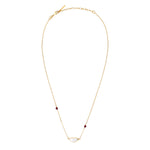 Collier pendentif Lhassa en métal doré nacre et grenat - rouge Nacre vert