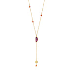 Collier fin en métal doré cornaline et nacre paua - rouge Nacre vert