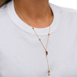 Collier fin en métal doré cornaline et nacre paua - rouge Nacre vert