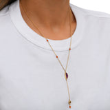 Collier fin en métal doré cornaline et nacre paua - rouge Nacre vert