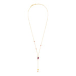 Collier fin en métal doré cornaline et nacre paua - rouge Nacre vert