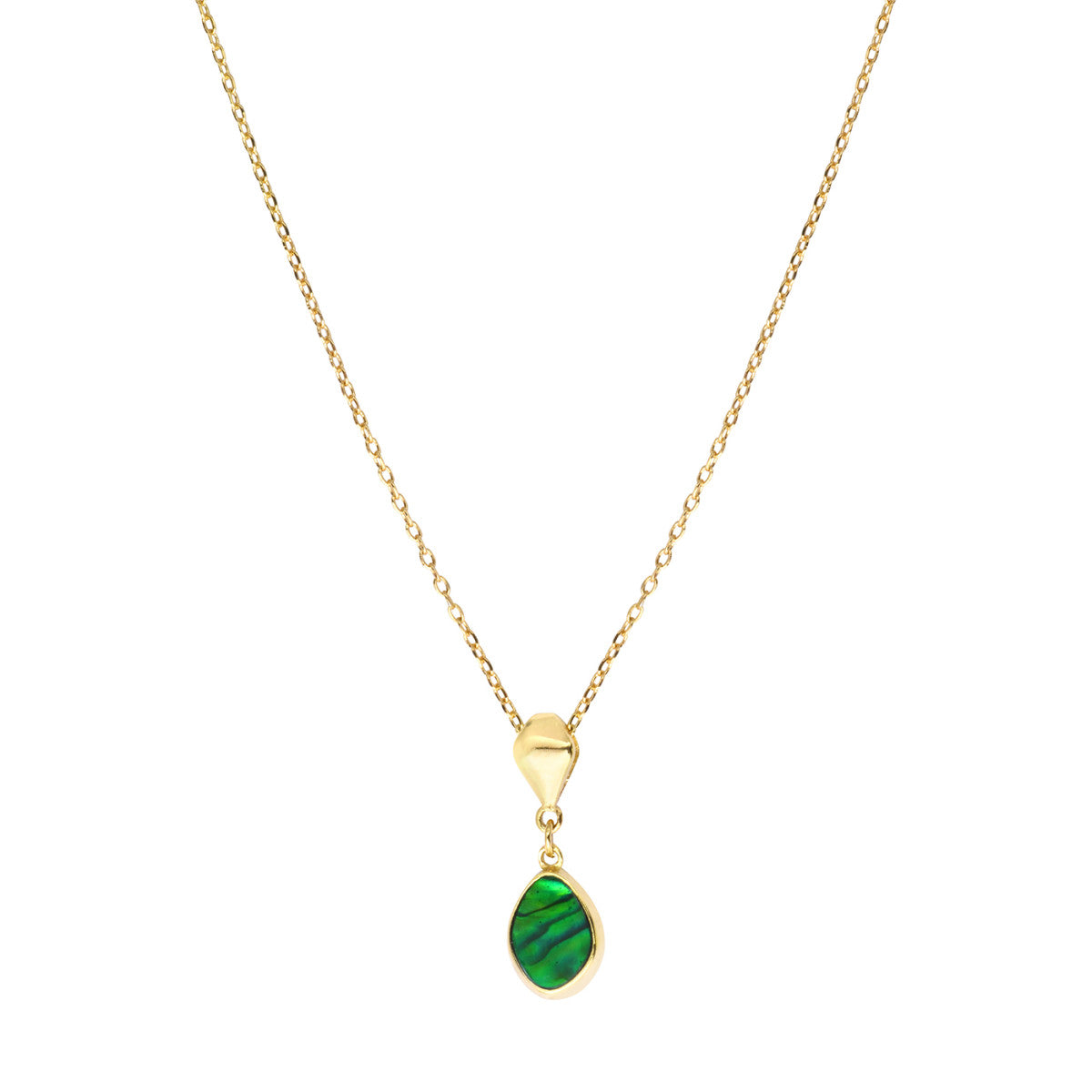 Collier pendentif Lhassa en métal doré et nacre paua - vert Nacre vert