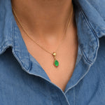 Collier pendentif Lhassa en métal doré et nacre paua - vert Nacre vert