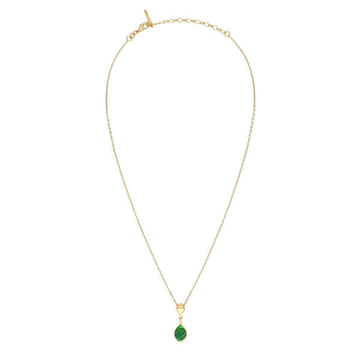 Collier pendentif Lhassa en métal doré et nacre paua - vert Nacre vert