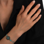 Bracelet fin Dakota en métal ruthénium et pierres dures - turquoise Ruthenium turquoise
