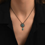 Collier pendentif Dakota en métal ruthénium et pierres gemmes - turquoise Ruthenium turquoise