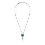 Collier pendentif Dakota en métal ruthénium et pierres gemmes - turquoise Ruthenium turquoise