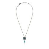 Collier pendentif Dakota en métal ruthénium et pierres gemmes - turquoise Ruthenium turquoise
