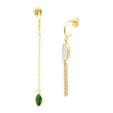 Boucles d'oreilles créoles longues Lhassa en nacre paua - vert Nacre vert