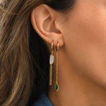 Boucles d'oreilles créoles longues Lhassa en nacre paua - vert Nacre vert