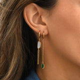 Boucles d'oreilles créoles longues Lhassa en nacre paua - vert Nacre vert