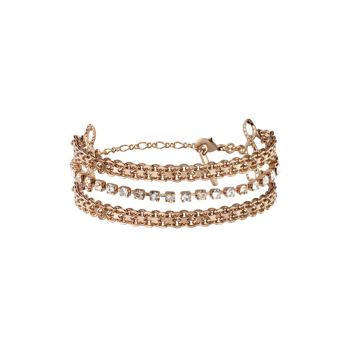 Bracelet chaînette 3 rangs cristaux Prestige - blanc Perle