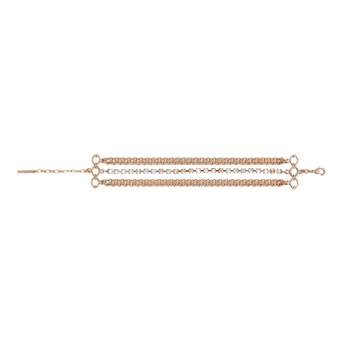 Bracelet chaînette 3 rangs cristaux Prestige - blanc Perle