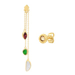 Boucles d'oreilles percées longues Lhassa en nacre et strass - vert rouge Nacre vert
