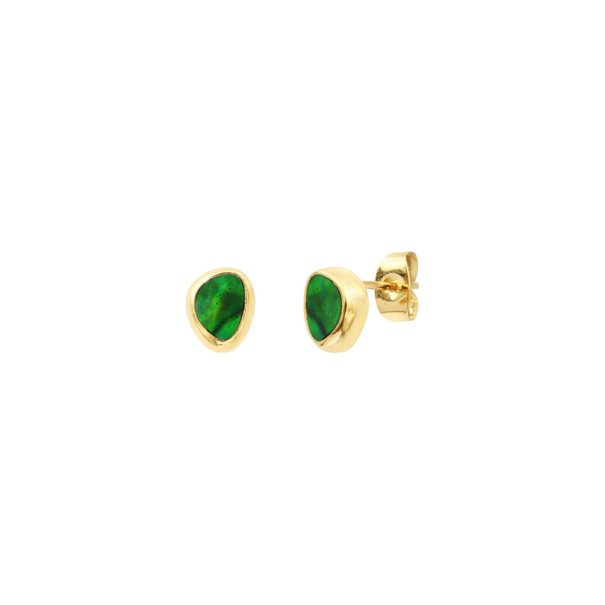 Boucles d'oreilles percées Lhassa en métal doré et nacre - vert Nacre vert