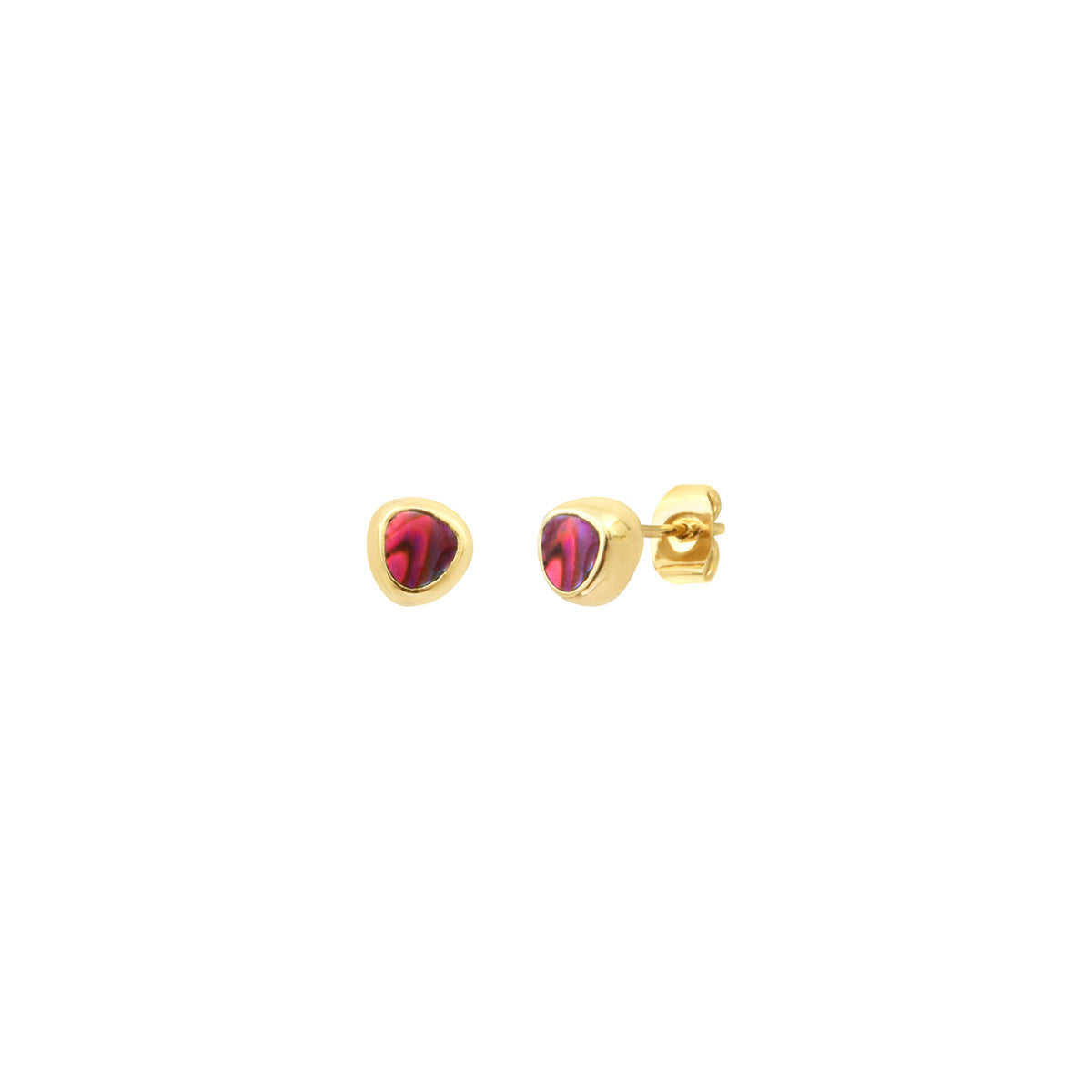 Boucles d'oreilles percées Lhassa en métal doré et nacre - rouge Nacre vert