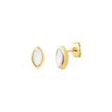 Petites boucles d'oreilles percées Lhassa métal doré et nacre - blanc Nacre vert