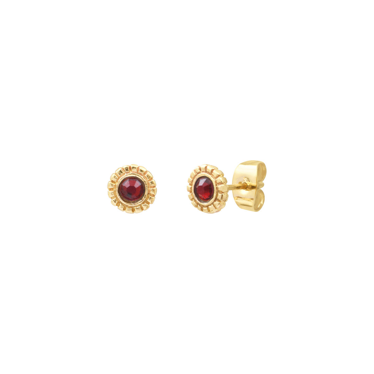 Petites boucles d'oreilles percées Lhassa en métal doré et strass - rouge Nacre vert