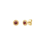 Petites boucles d'oreilles percées Lhassa en métal doré et strass - rouge Nacre vert