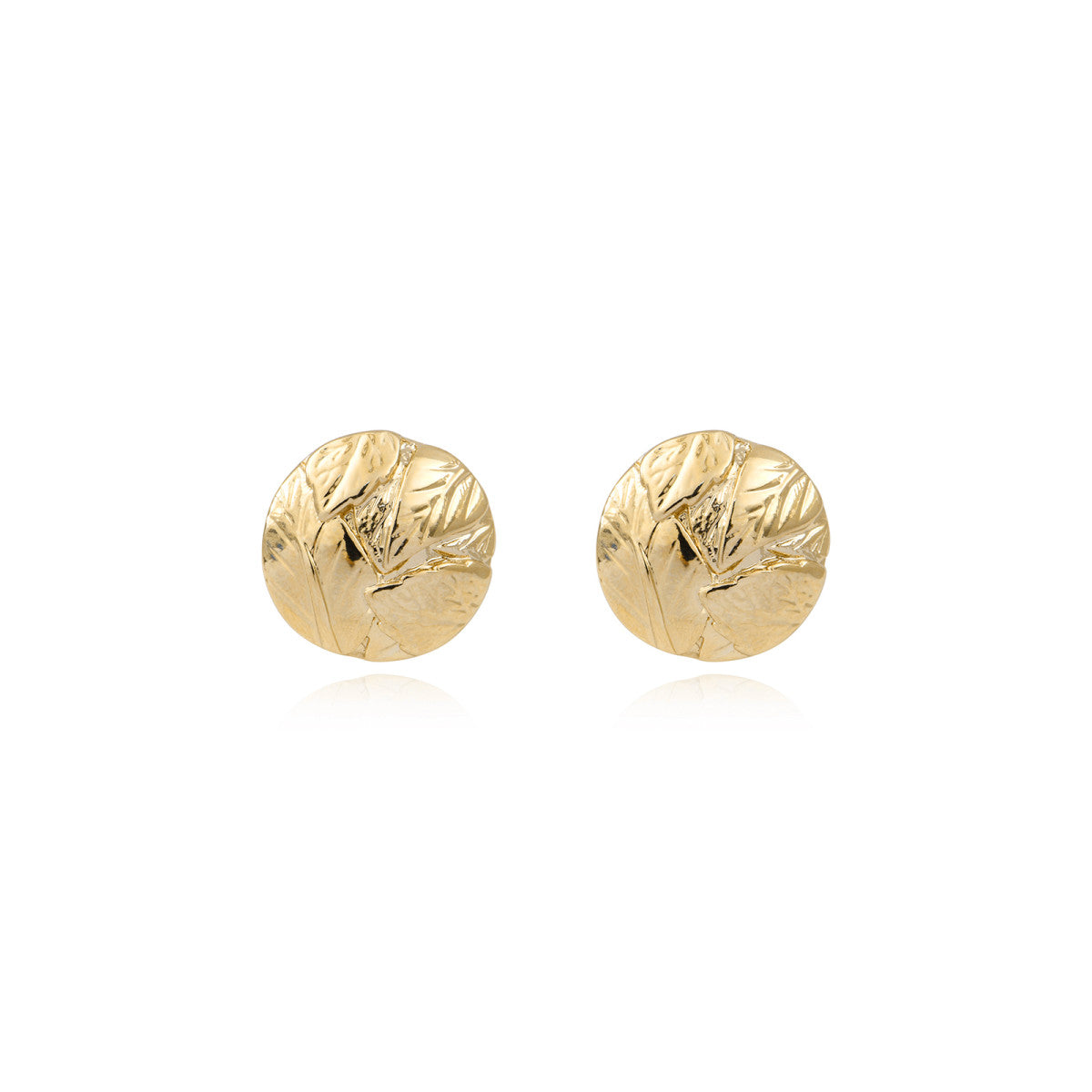 Boucles d'oreilles à tiges percées Lucy en métal doré à l'or fin - doré Blanc