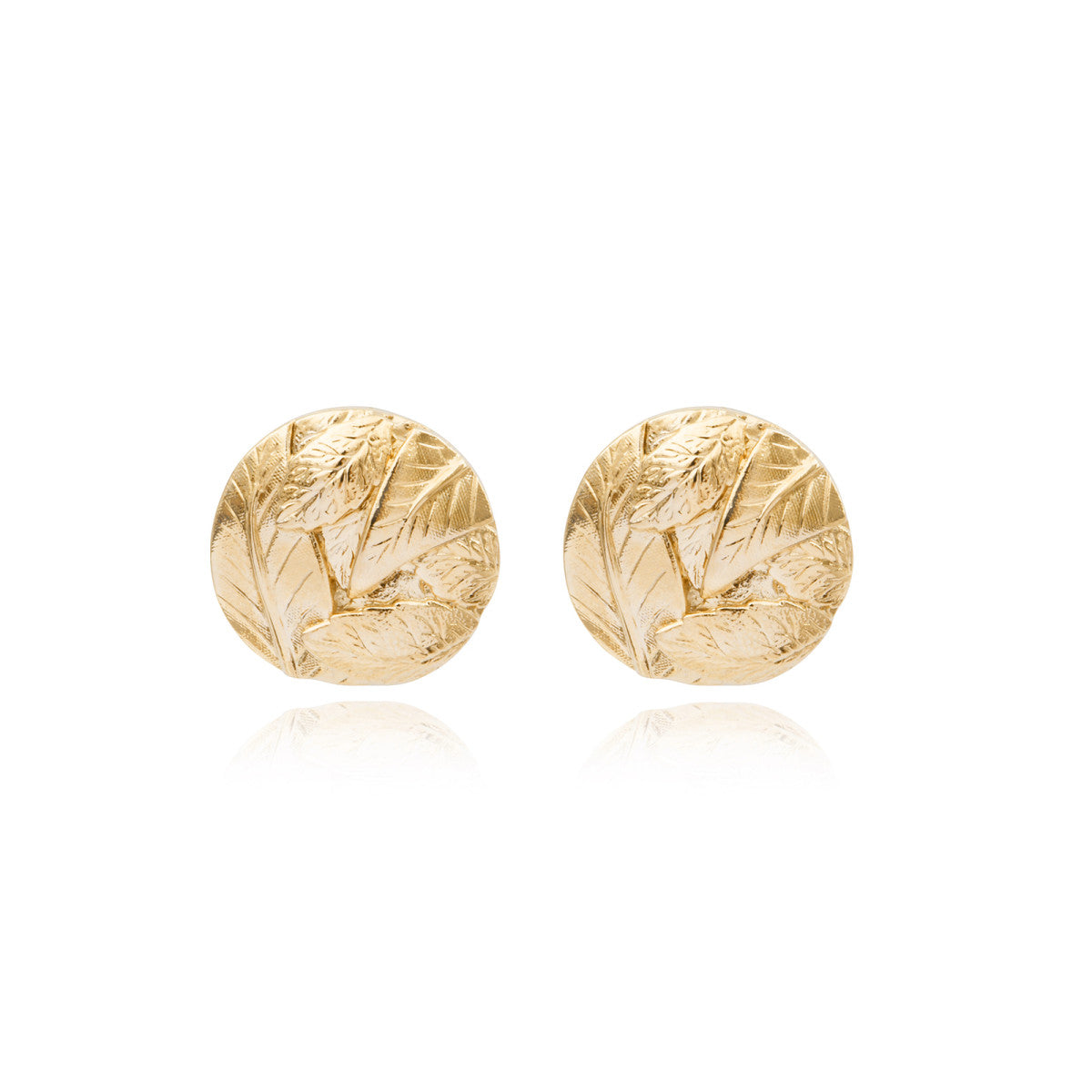 Boucles d'oreilles clips rondes Lucy en métal doré à l'or fin - doré Blanc
