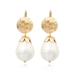 Boucles d'oreilles dormeuses Lucy perles de coton et métal doré à l'or fin - blanc Blanc