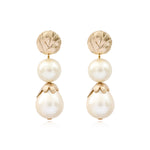 Boucles d'oreilles clips pendantes Lucy perles de coton et métal doré - blanc Blanc