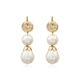 Boucles d'oreilles dormeuses pendantes Lucy perles de coton et métal doré - blanc Blanc