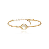 Bracelet fin réglable Lucy en métal doré et perle de coton - blanc Blanc