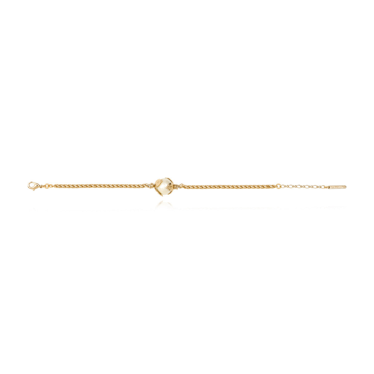Bracelet fin réglable Lucy en métal doré et perle de coton - blanc Blanc