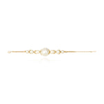 Bracelet fin réglable Lucy en métal doré à l'or fin et perles de coton - blanc Blanc