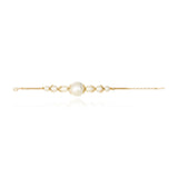 Bracelet fin réglable Lucy en métal doré à l'or fin et perles de coton - blanc Blanc