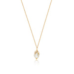 Collier pendentif Lucy en métal doré à l'or fin et perle de coton - blanc Blanc