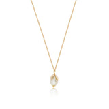 Collier pendentif Lucy en métal doré à l'or fin et perle de coton - blanc Blanc
