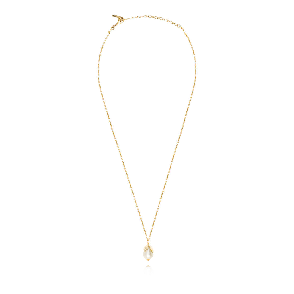 Collier pendentif Lucy en métal doré à l'or fin et perle de coton - blanc Blanc