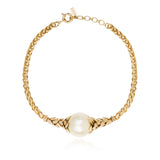 Collier choker en métal doré à l'or fin et perle de coton - blanc Blanc