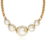 Collier choker en métal doré à l'or fin et perles de coton - blanc Blanc