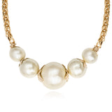 Collier choker en métal doré à l'or fin et perles de coton - blanc Blanc