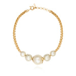 Collier choker en métal doré à l'or fin et perles de coton - blanc Blanc