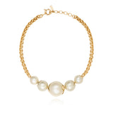 Collier choker en métal doré à l'or fin et perles de coton - blanc Blanc