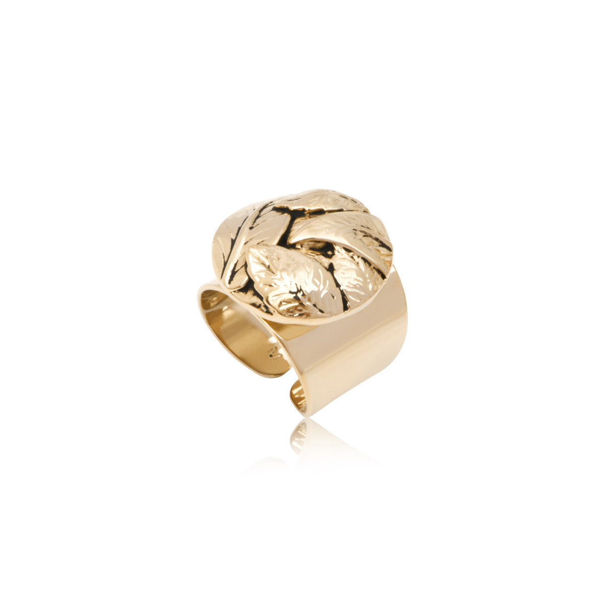 Bague cabochon ajustable Lucy en métal doré à l'or fin taille médium - doré Blanc
