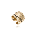Bague feuillage ajustable Lucy en métal doré à l'or fin taille médium - doré Blanc