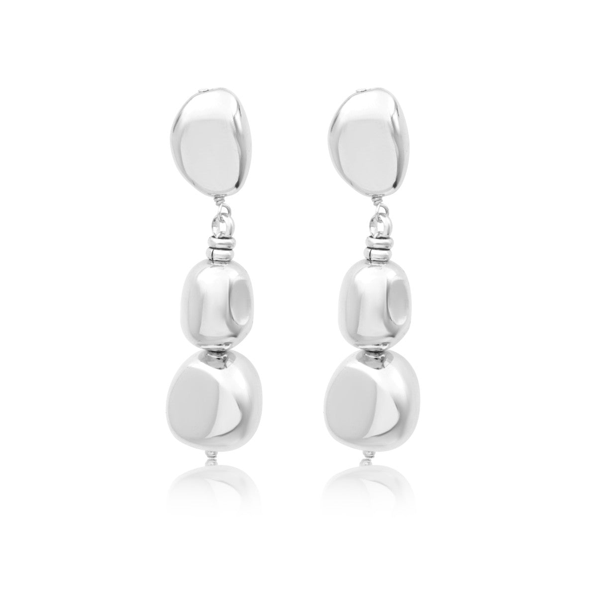 Boucles d'oreilles clips pendantes Loulou en métal argenté - argent Argent